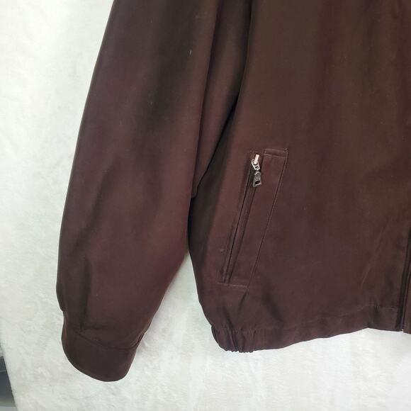 Jos. A. Bank Mens Bomber Jacket Removable Lining Faux Suede Dark Brown Sz XL - Picture 3 of 15